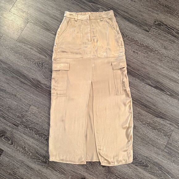 Dissh Matilda Gold Safari Midi Skirt New - Picture 1 of 7